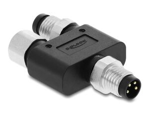 Delock M8 Y-Splitter A-kodiert 4 Pin 1 x Stecker zu 1 x Stecker und 1 x Buchse