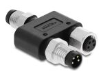 Delock M8 Y-Splitter A-kodiert 4 Pin 1 x Stecker zu 1 x Stecker und 1 x Buchse