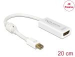 Delock Adapter mini DisplayPort 1.2 Stecker > HDMI Buchse 4K Passiv weiß