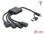 Delock 4 Port USB 5 Gbps Kabel-Hub mit USB Type-C™...