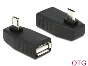 Delock Adapter USB micro-B Stecker > USB 2.0-A Buchse OTG 90° gewinkelt