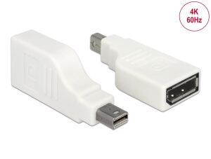 Delock Adapter mini DisplayPort 1.2 Stecker > DisplayPort Buchse 4K 90° gedreht weiß
