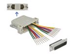 Delock D-Sub HD 44 Pin Crimp Stecker zu 2 x RJ45 Buchse mit Montagesatz beige