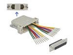Delock D-Sub HD 44 Pin Crimp Buchse zu 2 x RJ45 Buchse mit Montagesatz beige