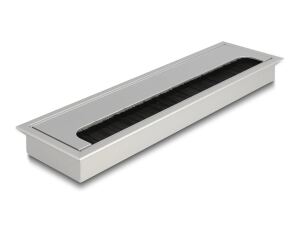Delock Kabeldurchführung für Tischeinbau mit Bürste 280 x 80 x 28 mm silber