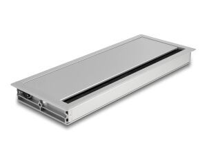 Delock Kabeldurchführung für Tischeinbau mit Bürste 300 x 120 x 28 mm silber