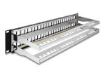 Delock 19″ Keystone Patchpanel 48 Port mit Entlastungsschienen 2 HE schwarz