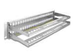 Delock 19″ Keystone Patchpanel 48 Port mit Entlastungsschienen 2 HE grau