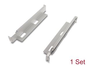 DeLOCK 19″ Tragschiene längenverstellbar 368 - 600 mm für Netzwerkschrank 1 HE grau 2 Stück