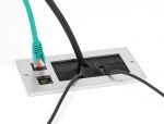 Delock Kabeldurchführung mit Bürste und 2 x RJ45 Keystone Modul Cat.6 Aluminium