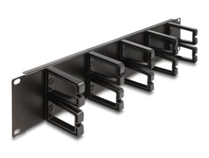 Delock 19″ Kabelmanagement Rangierpanel mit 10 Kunststoffbügel 2 HE schwarz