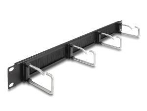 Delock 19″ Kabelmanagement Bürstenleiste mit 4 Metallbügel 1 HE schwarz