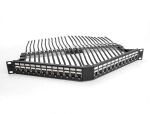 Delock 19″ Keystone Patchpanel 24 Port mit Entlastungsschiene 1 HE gewinkelt schwarz