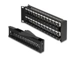 Delock 19″ Keystone Patchpanel 48 Port mit Entlastungsschiene 2 HE gewinkelt schwarz