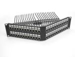 Delock 19″ Keystone Patchpanel 48 Port mit Entlastungsschiene 2 HE gewinkelt schwarz