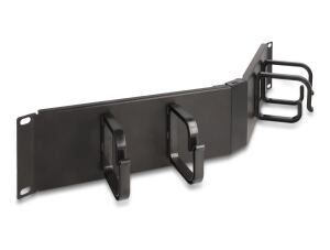 Delock 19″ Kabelmanagement Rangierpanel mit 4 Bügeln 2 HE gewinkelt schwarz