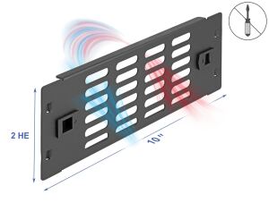Delock 10″ Netzwerkschrank Panel mit Lüftungsschlitzen werkzeugfrei 2 HE schwarz