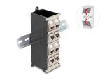 Delock Keystone Halterung 8 Port neigbar für Hutschiene oder Wandmontage