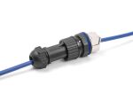 RJ45 Stecker feldkonfektionierbar Cat.6A mit Durchführungskupplung passend für Delock Artikel 67047 und 67048 IP68 staub- und wasserdicht schwarz