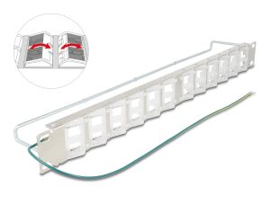 Delock 19″ Keystone Patchpanel mit 24 neigbaren Ports und Entlastungsschiene