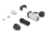 RJ45 Modularer Stecker Cat.6A zur Eigenmontage mit robusten Kabelsteckergehäuse und Schutzkappe passend für die Delock Durchführungskupplungen 67061 und 67062 IP66 staub- und wasserdicht