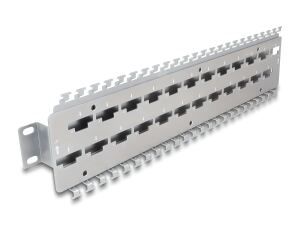 Delock 19″ Kabelabfangschiene für Netzwerkkabelverbinder mit LSA Anschluss 24 Port Metall