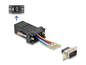 Delock D-Sub 9 Pin Stecker zu RJ12 Buchse Montagesatz schwarz