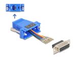 Delock D-Sub 15 Pin Buchse zu RJ12 Buchse Montagesatz blau