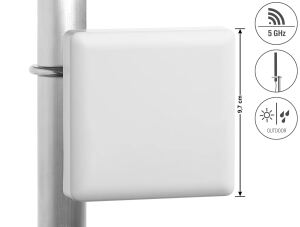 Delock WiFi 5800 MHz Antenne N Buchse 15 dBi direktional Wand- und Mastmontage outdoor weiß