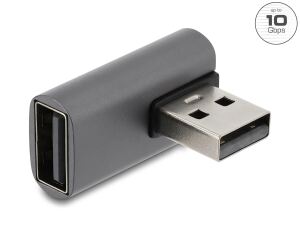 Delock Adapter USB 10 Gbps Typ-A Stecker zu Typ-A Buchse, links gewinkelt Aluminiumgehäuse