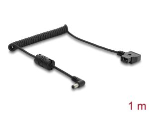 Delock D-Tap Spiralkabel zu DC 5,5 x 2,1 mm Stecker mit Ferritkern 1 m