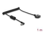 Delock D-Tap Spiralkabel zu DC 5,5 x 2,1 mm Stecker mit Ferritkern 1 m