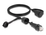 Delock Netzwerkkabel RJ45 Stecker zu RJ45 Stecker Cat.6 STP mit Verschlusskappe Outdoor IP68 staub- und wasserdicht schwarz 1 m