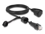 Delock Netzwerkkabel RJ45 Stecker zu RJ45 Stecker Cat.6 STP mit Verschlusskappe Outdoor IP68 staub- und wasserdicht schwarz 2 m