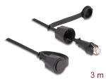 Delock Netzwerkkabel RJ45 Stecker zu RJ45 Stecker Cat.6 STP mit Verschlusskappe Outdoor IP68 staub- und wasserdicht schwarz 3 m