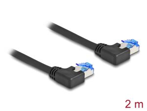 Delock RJ45 Netzwerkkabel Cat.6A S/FTP links gewinkelt 2 m schwarz