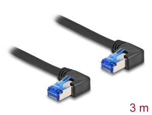 Delock RJ45 Netzwerkkabel Cat.6A S/FTP rechts gewinkelt 3 m schwarz