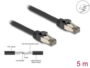 Delock RJ45 Netzwerkkabel Cat.6A U/FTP ultra flexibel mit innerem Metallmantel 5 m schwarz