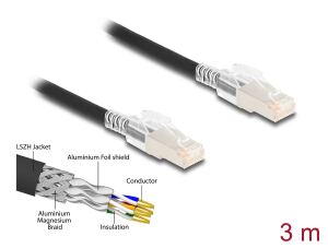 Delock RJ45 Netzwerkkabel Cat.6A S/FTP mit Secure Clips Set 3 m schwarz
