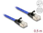 Delock RJ45 Flachband Netzwerkkabel mit Geflechtmantel...