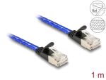 Delock RJ45 Flachband Netzwerkkabel mit Geflechtmantel...