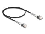 Delock RJ45 Netzwerkkabel mit doppeltem Knickschutz Cat.6A UTP Slim 0,5 m schwarz