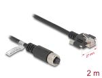 Delock M12 Kabel A-kodiert 8 Pin Buchse zu RJ45 Stecker mit Schrauben Cat.5e FTP 2 m schwarz