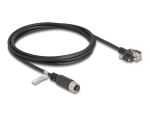 Delock M12 Kabel A-kodiert 8 Pin Buchse zu RJ45 Stecker mit Schrauben Cat.5e FTP 2 m schwarz