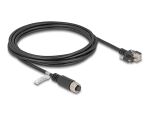 Delock M12 Kabel A-kodiert 8 Pin Buchse zu RJ45 Stecker mit Schrauben Cat.5e FTP 3 m schwarz