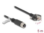 Delock M12 Kabel A-kodiert 8 Pin Buchse zu RJ45 Stecker mit Schrauben Cat.5e FTP 5 m schwarz
