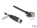 Delock M12 Kabel D-kodiert 4 Pin Buchse zu RJ45 Stecker mit Schrauben Cat.5e FTP 1 m schwarz
