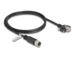 Delock M12 Kabel D-kodiert 4 Pin Buchse zu RJ45 Stecker mit Schrauben Cat.5e FTP 1 m schwarz