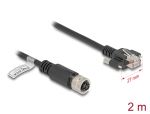 Delock M12 Kabel D-kodiert 4 Pin Buchse zu RJ45 Stecker mit Schrauben Cat.5e FTP 2 m schwarz