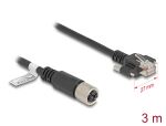 Delock M12 Kabel X-kodiert 8 Pin Buchse zu RJ45 Stecker mit Schrauben Cat.6A S/FTP 3 m schwarz